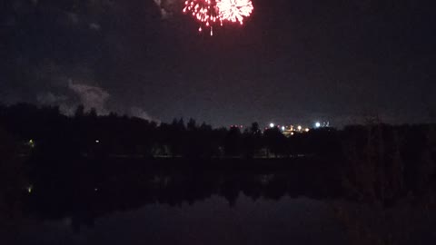 Salute. Fireworks. Reflection in water. Very nice!