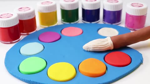 DIY How to : Make Rainbow Art Palette and Color Brush with Play Doh