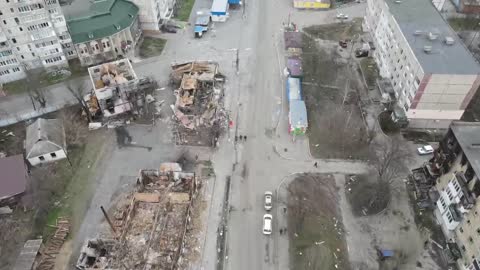 This is what Borodianka, near Kyiv looks like from above.