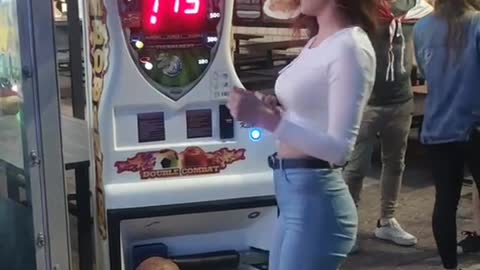 Pretty girl gets a record in the box game