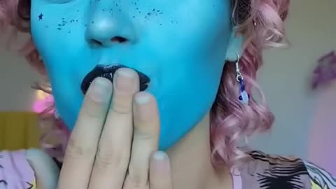 Blue Foundation ??ASMR trying viral colorful foundation