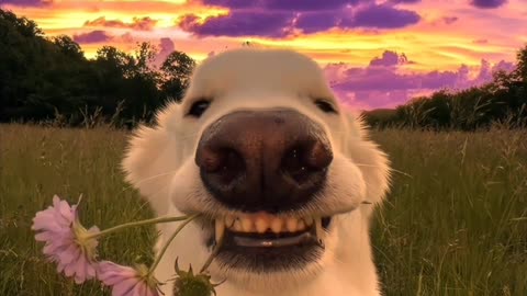 Mesmerizing sunset vibes with a furry friend in frame. Share the beauty!