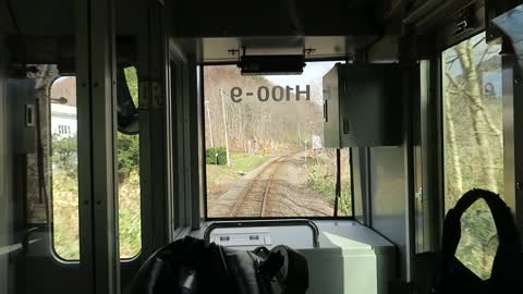 Cab view of the rail line