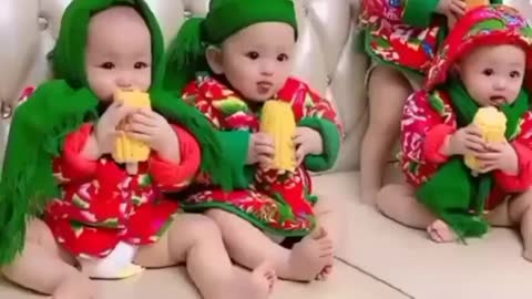 Cute Twin girl baby smile