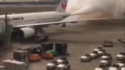 What chemical is coming out of this Aircraft from Japan Airlines (JAL)