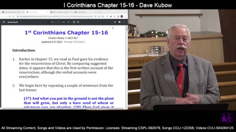 I Corinthians Chapter 15-16 - Dave Kubow - 12-03-23