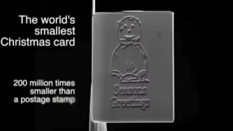 The world's smallest Christmas card using ion beams. About 200 million times smaller than a stamp