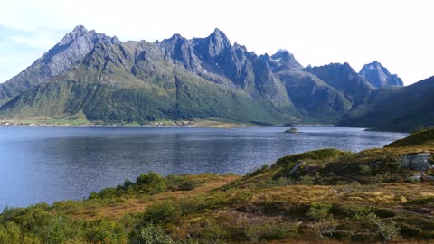 autumn fjord landscape around vestpollen norway