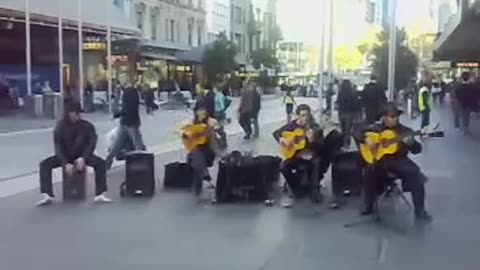 Santos Bonacci Busking in Bourke St Mall, Melbourne, 2004