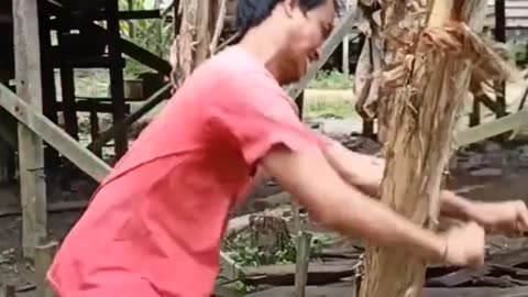 This Man's Style is Punching a Banana Tree