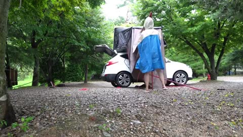 Single car camping, always in rainy days