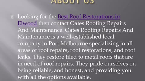 Best Roof Restorations in Elwood