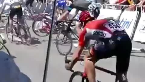 Violent Collision Between a Group of Riders