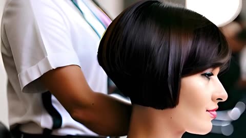 Women Short Bob Blunt haircut with Bangs/Fringe - Compilation