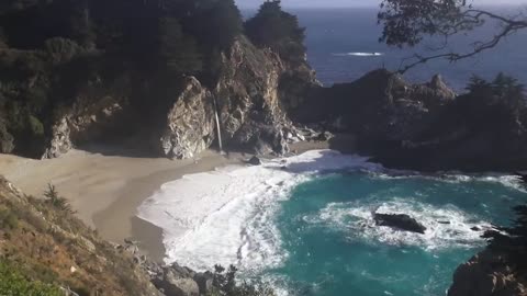 Relaxing 3 Hour Video of a Waterfall on an Ocean Beach at Sunset