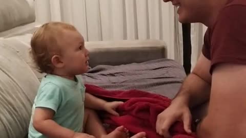 Beardless Dad Shocks a Baby