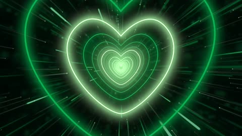 743. Neon Heart Tunnel💚Green Heart Background Heart