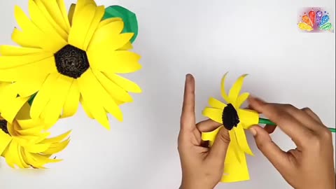 Easy Way To Make Beautiful Paper Sunflower_Diy Paper Flower Crafts_ Home Decor