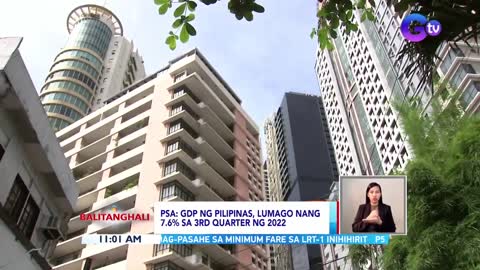 GDP ng pilipinas, lumago nang 7.6% sa 3rd quarter ng 2022 ─ PSA _ BT_1