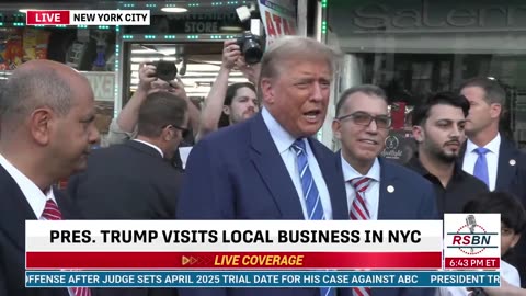 USA: President Trump takes questions outside Harlem bodega!