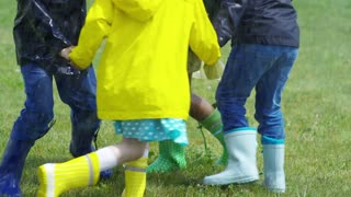 Kids playing in the rain