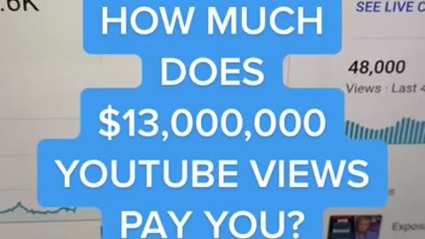 How Much Does 13,000,000 YouTube Views Pay You? #shorts