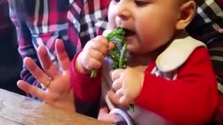 Baby tries broccoli, makes hilariously adorable face