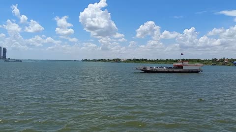 Mekong River on the boat, beautiful Sunday,