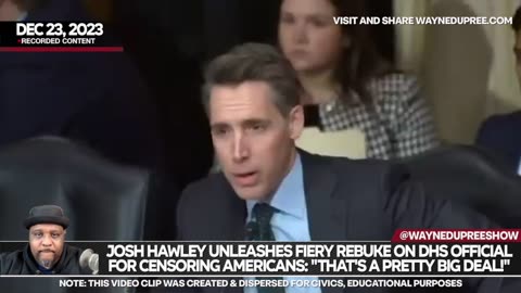 Sen. Josh Hawley's Fight Against Americans Being Censored Should Be Heard By All