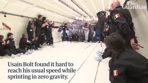 Usain Bolt floats to victory in zero-gravity race
