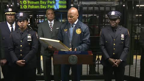 Mayor Adams Presents Proclamation to NYPD Officers Who Saved Man That Collapsed on Subway Tracks