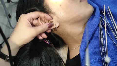 Get asian woman earwax, relax clean ears