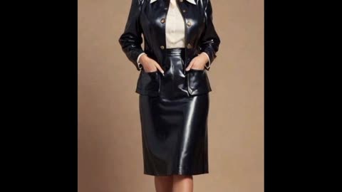 Attractive and stylish womens over 50-60 looking Attractive and Elegant in office wear leather dress