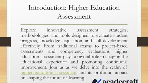 Introduction: Higher Education Assessment