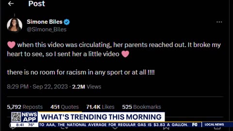 Simone Biles Supportive Response To a Gymnast Overlooed