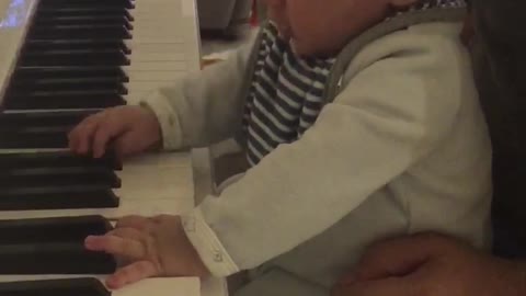 Amazing 5 Months old plays the piano with two hands
