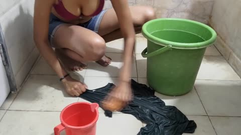 Simple village life, cleaning cloths in home village girl, life in village, girl's vlog, girl life