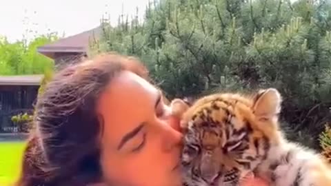 How a man raise a young tiger