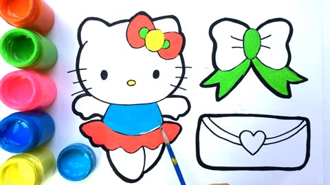 Hello Kitty Color and Paint Acrylic Art Video _ How to Draw