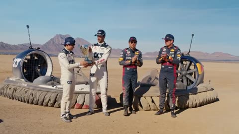 F1 Drivers Drift Hovercraft In The Desert! 🇺🇸