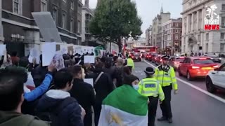 Protesters gathered in Parliament Square for women's rights in Iran