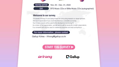 2022 Overseas TV Viewers Satisfaction Survey (Gift:BTS Music CD,Billlie autographed CD)