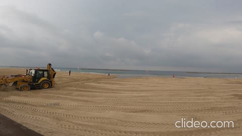 Tractor on the beach Tel Aviv November 2021