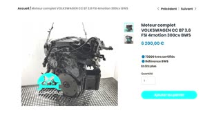 Moteur complet VOLKSWAGEN CC B7 3.6 FSI 4motion 300cv BWS