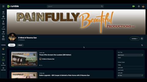 NEW RUMBLE CHANNEL! D Mind of Booma San with Painfully Beautiful Productions LLC