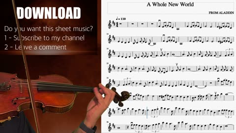 A WHOLE NEW WORLD - FREE VIOLIN - EASY PLAY ALONG