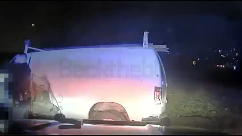 Police pursue van ending in driver losing control