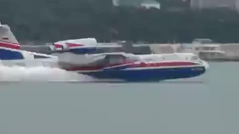 The Russian Beriev Be-200 Altair multipurpose amphibious aircraft capable of taking off from water.