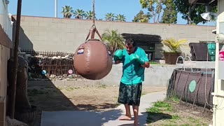 100 Pound Wrecking Ball Workout Part 4. Another 4 Minute Round Of Throwing Thai Kicks!