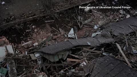 Ukrainian military releases video it says shows Okhtyrka in ruins